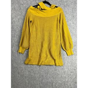 Revolve Sweater Women Medium Oversized Yellow Green Knit Balloon Sleeve Pullover